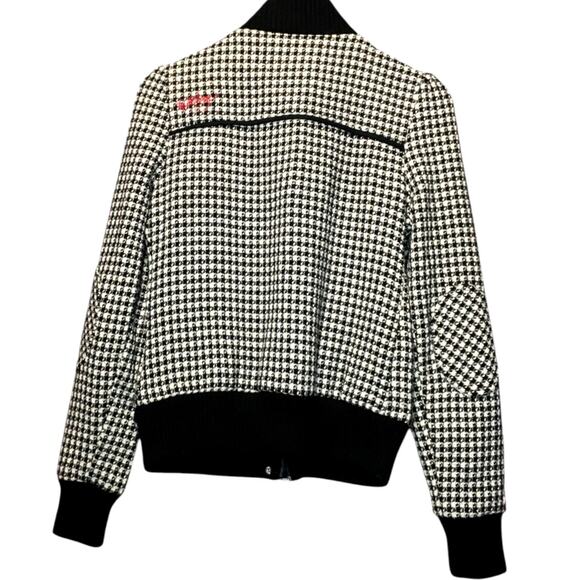 VTG Billabong Black/White Houndstooth Tweed Wool Blend Full Zip Puffed Shoulder - Picture 2 of 14